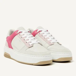 DAMES Nubikk Basket Court Wit Roze Sneakers Voor Dames