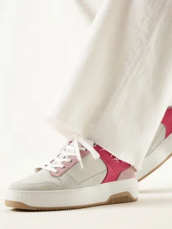 DAMES Nubikk Basket Court Wit Roze Sneakers Voor Dames