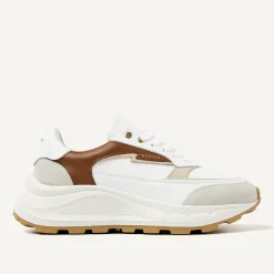 DAMES Nubikk Oberon Nora Wit Bruine Sneakers Voor Dames