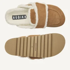 DAMES Nubikk Teddy Chunky Fur Cognac Slippers Voor Dames