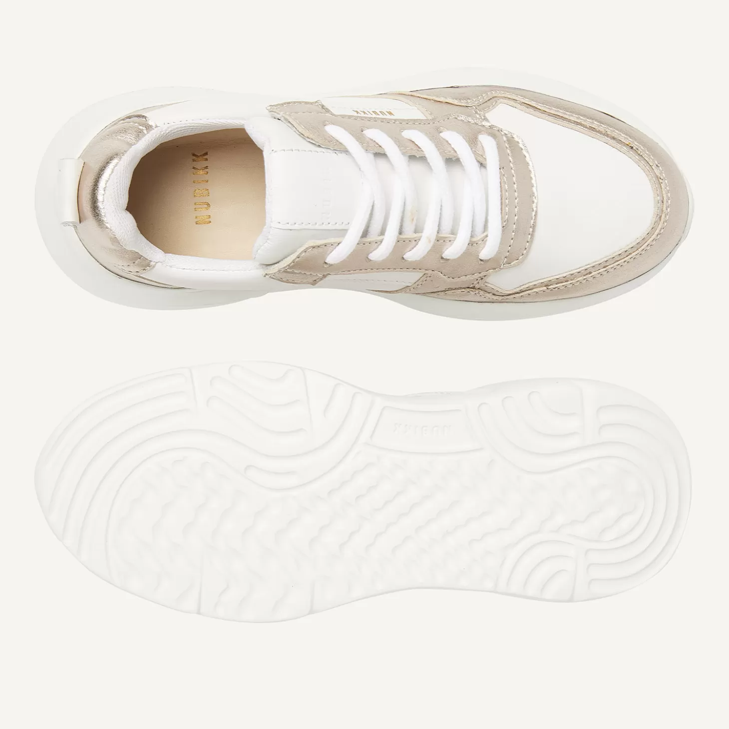 Nubikk Roque Road Wave JR Wit Gouden Sneakers Voor Kids- Schoenen | Bekijk alles