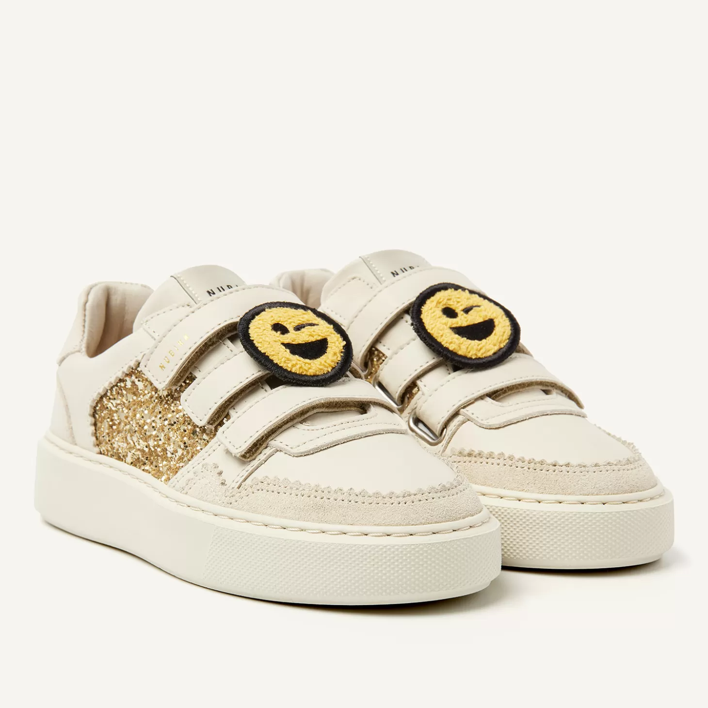 Nubikk Vince Straps K Beige Glitter Sneakers Voor Kids- Schoenen | Bekijk alles