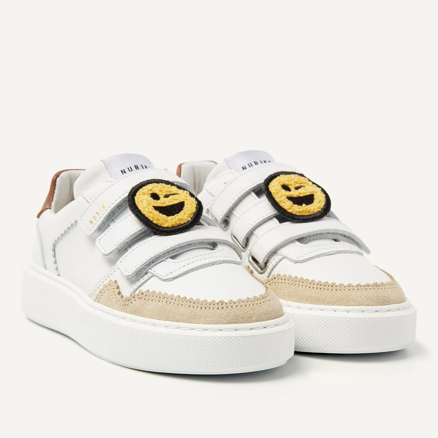 Nubikk Vince Straps K Wit Bruine Sneakers Voor Kids- Schoenen | Bekijk alles